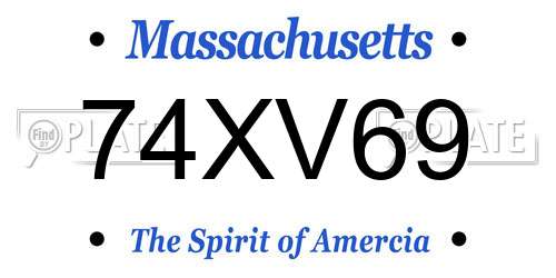 74XV69 Massachusetts License Plate