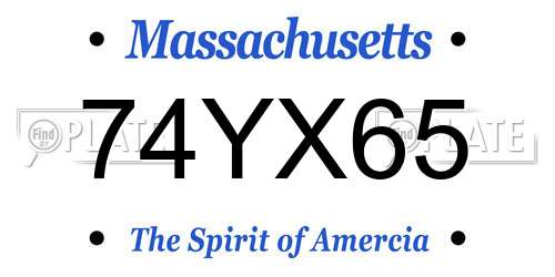 74YX65 Massachusetts License Plate