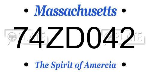 74ZD042 Massachusetts License Plate