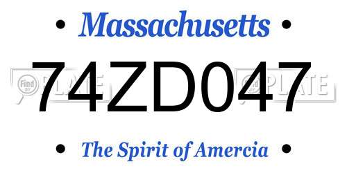 74ZD047 Massachusetts License Plate