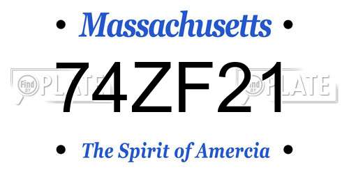 74ZF21 Massachusetts License Plate