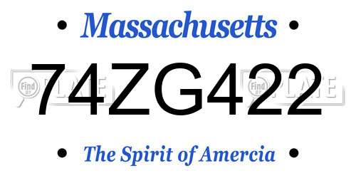 74ZG422 Massachusetts License Plate