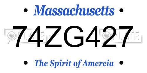 74ZG427 Massachusetts License Plate