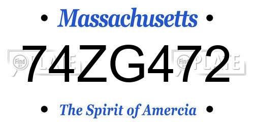 74ZG472 Massachusetts License Plate