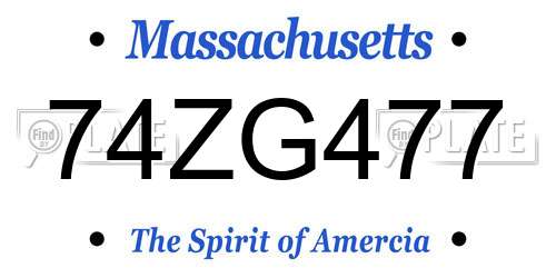 74ZG477 Massachusetts License Plate