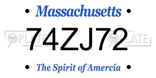 74ZJ72 Massachusetts License Plate
