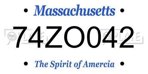 74ZO042 Massachusetts License Plate