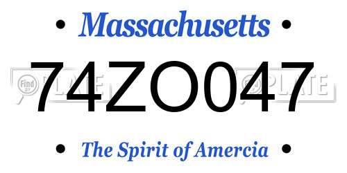 74ZO047 Massachusetts License Plate