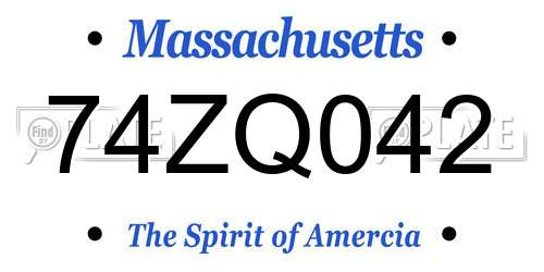 74ZQ042 Massachusetts License Plate