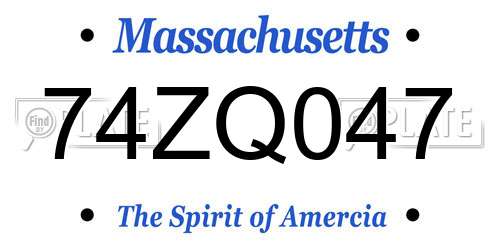 74ZQ047 Massachusetts License Plate