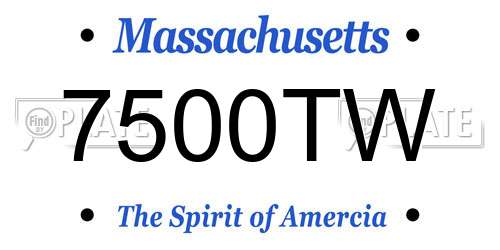 7500TW Massachusetts License Plate