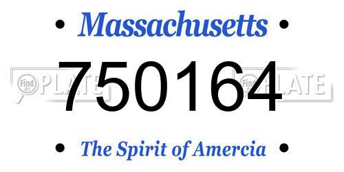 750164 Massachusetts License Plate