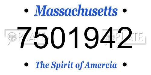 7501942 Massachusetts License Plate
