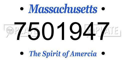 7501947 Massachusetts License Plate