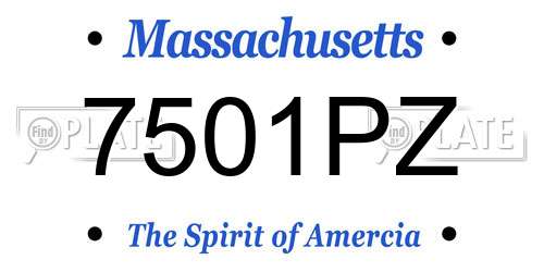 7501PZ Massachusetts License Plate