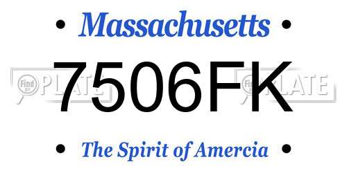 7506FK Massachusetts License Plate