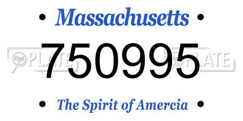 750995 Massachusetts License Plate