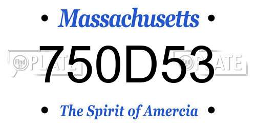 750D53 Massachusetts License Plate