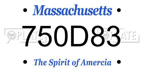750D83 Massachusetts License Plate