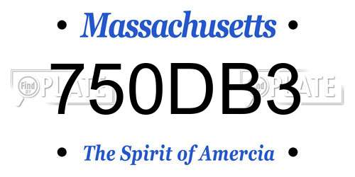 750DB3 Massachusetts License Plate