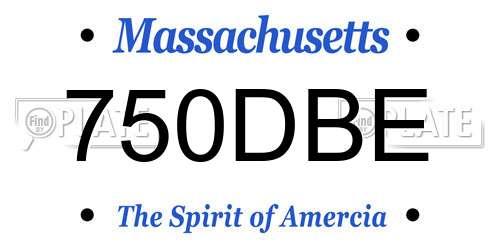 750DBE Massachusetts License Plate