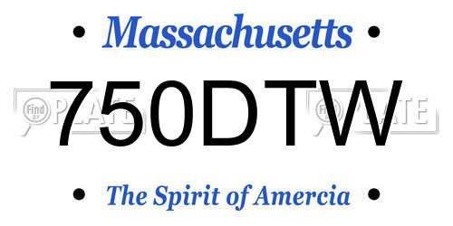 750DTW Massachusetts License Plate