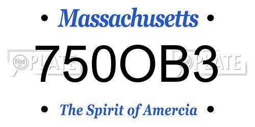 750OB3 Massachusetts License Plate