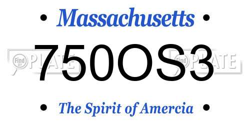 750OS3 Massachusetts License Plate