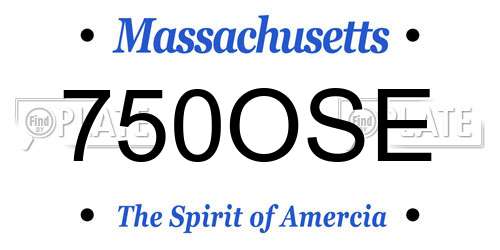 750OSE Massachusetts License Plate