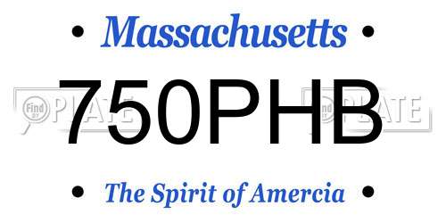 750PHB Massachusetts License Plate