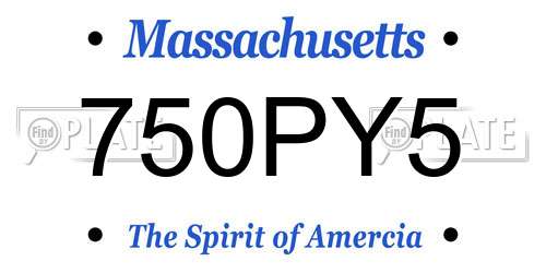 750PY5 Massachusetts License Plate