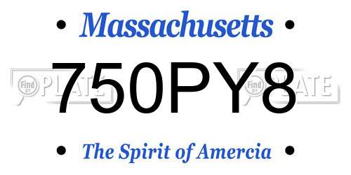 750PY8 Massachusetts License Plate