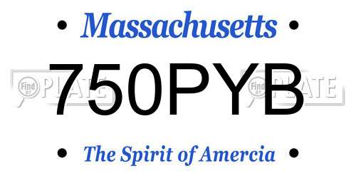 750PYB Massachusetts License Plate
