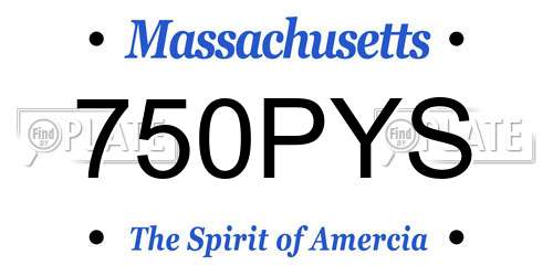 750PYS Massachusetts License Plate