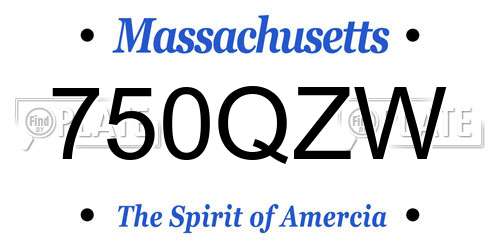 750QZW Massachusetts License Plate