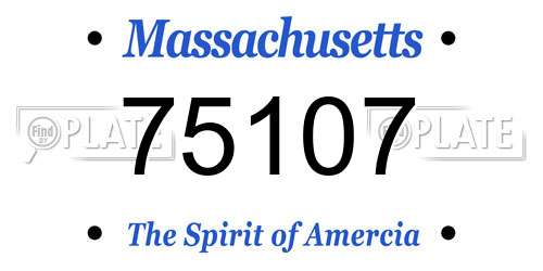 75107 Massachusetts License Plate