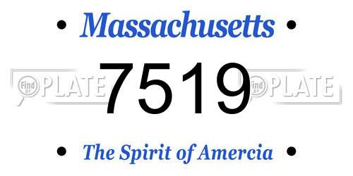 7519 Massachusetts License Plate