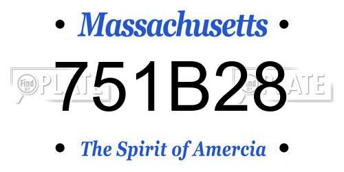 751B28 Massachusetts License Plate