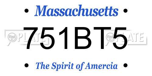 751BT5 Massachusetts License Plate