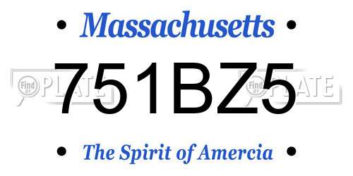 751BZ5 Massachusetts License Plate