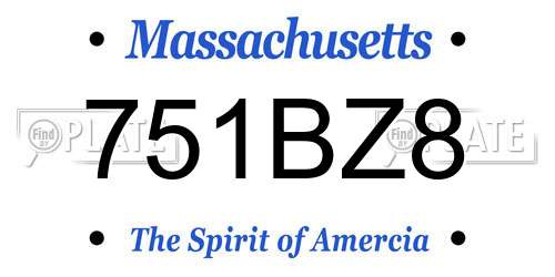 751BZ8 Massachusetts License Plate