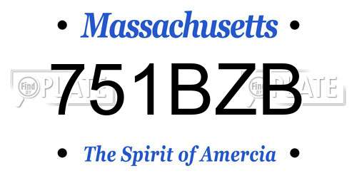 751BZB Massachusetts License Plate