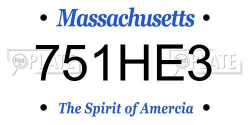 751HE3 Massachusetts License Plate