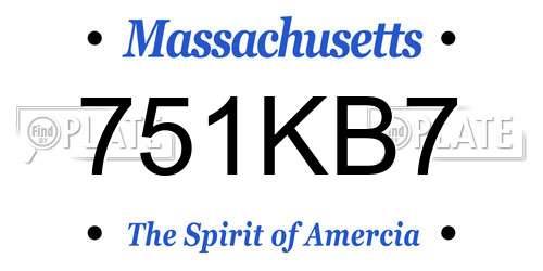 751KB7 Massachusetts License Plate