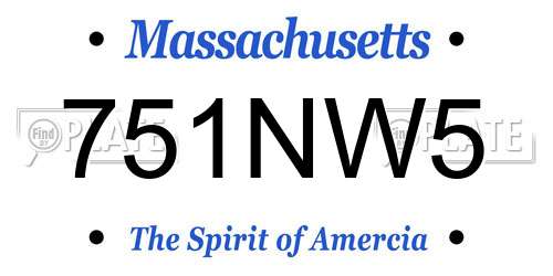751NW5 Massachusetts License Plate