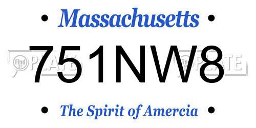 751NW8 Massachusetts License Plate