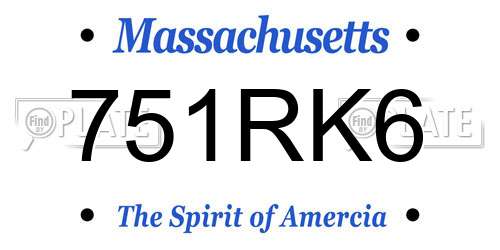 751RK6 Massachusetts License Plate