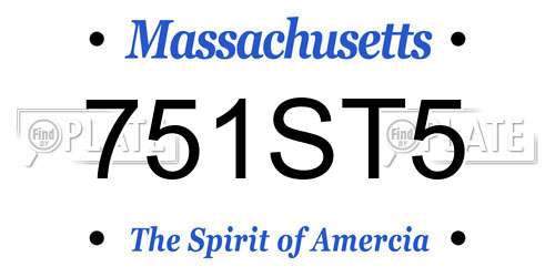 751ST5 Massachusetts License Plate