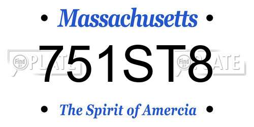 751ST8 Massachusetts License Plate