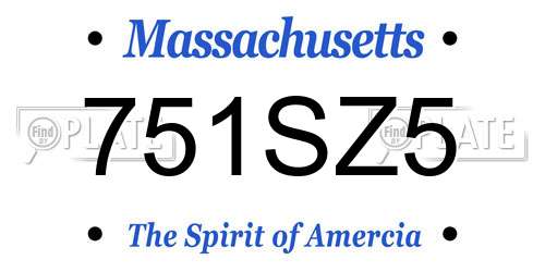 751SZ5 Massachusetts License Plate